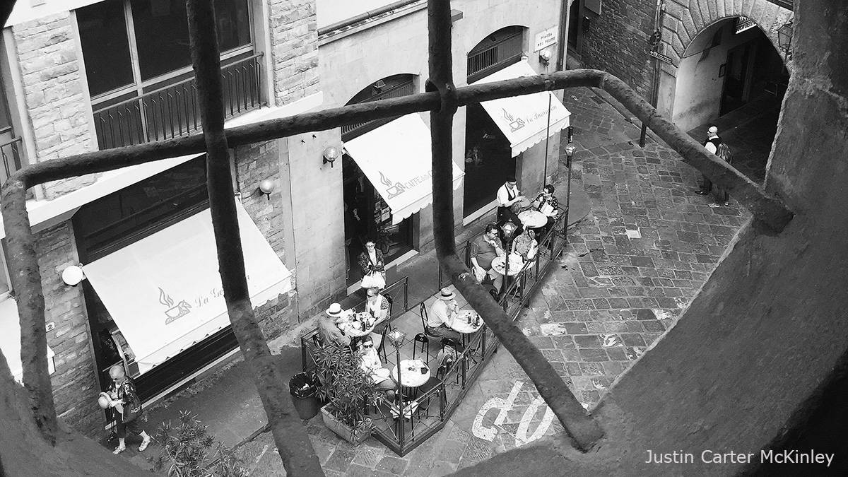 Cinematic Italy - Black and White - Spying on a Cafe Through a Window in Florence