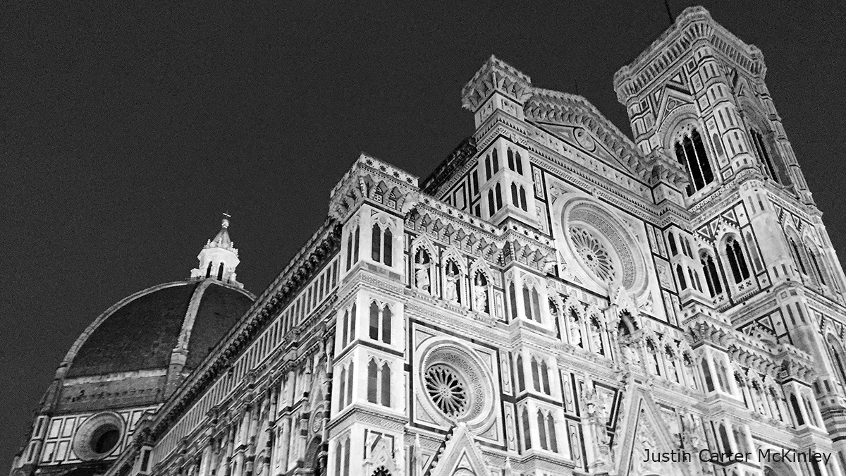 Cinematic Italy - Black and White - Black and White - El Duomo at Night in Florence, Italy