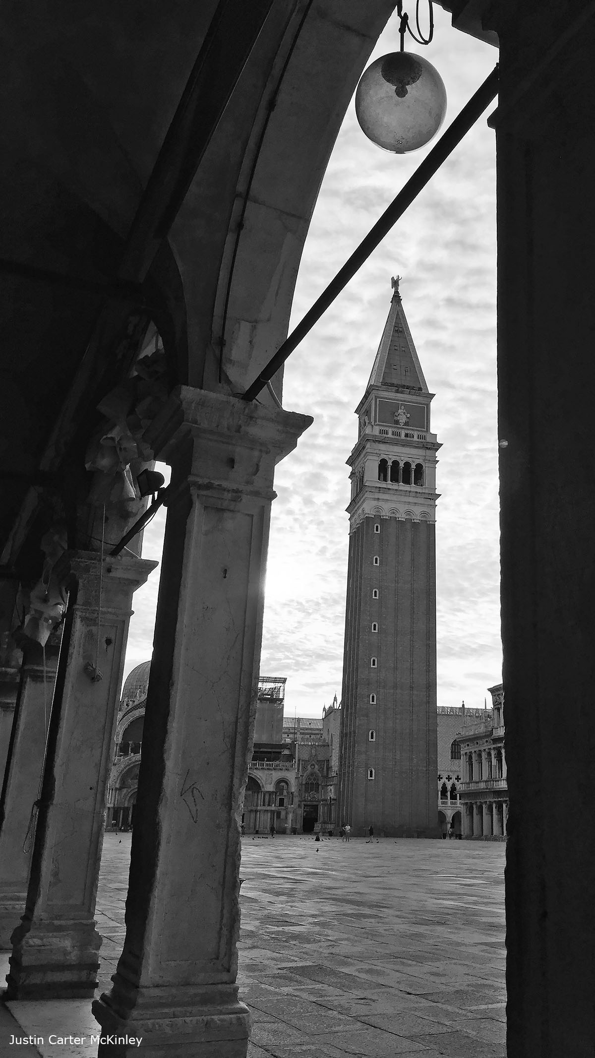 Cinematic Italy - Black and White - Venetian Tower Under and Arch