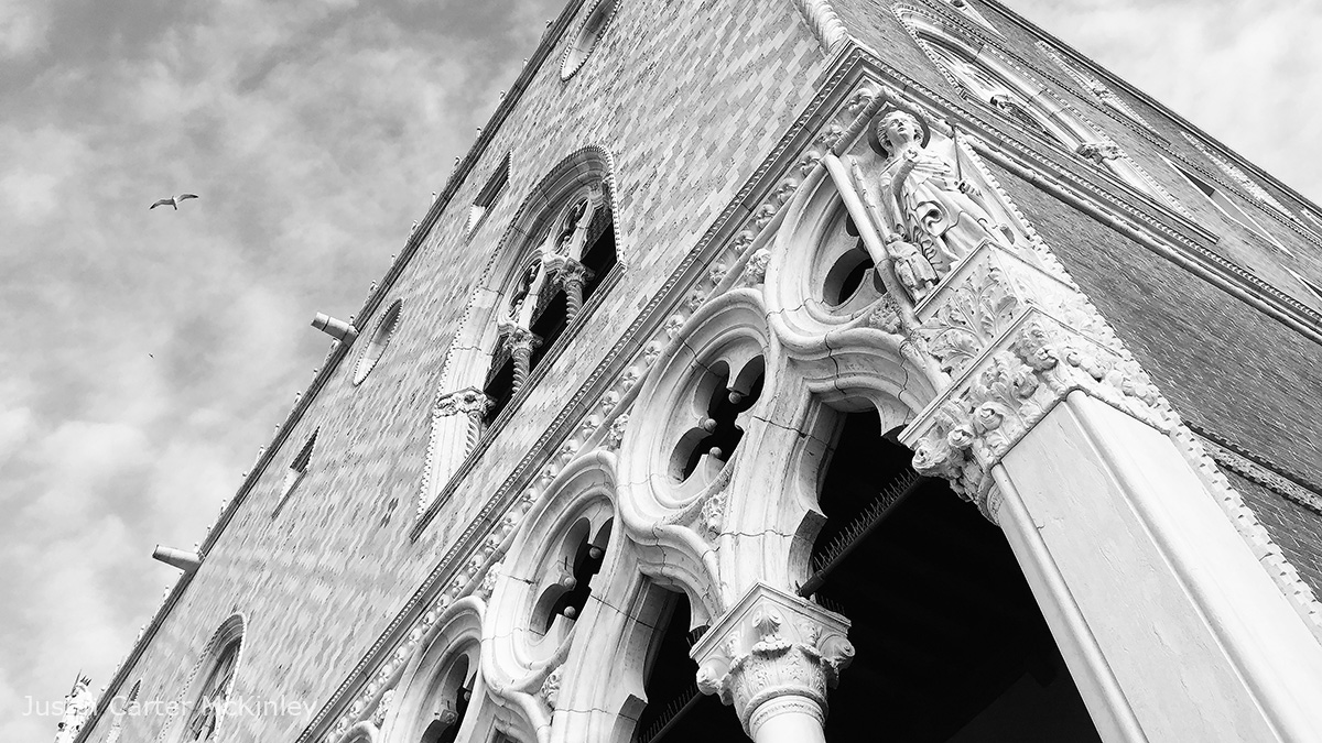 Cinematic Italy - Black and White - Facade Architecture of Doge Palace in Venice