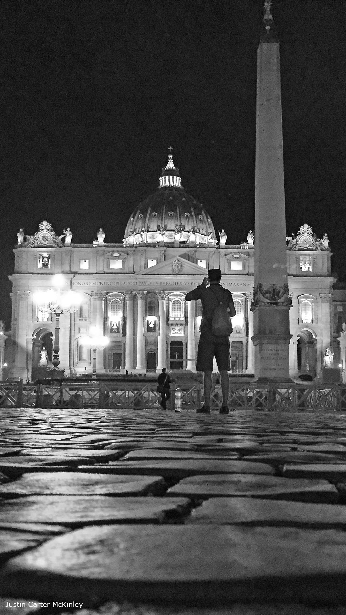 Cinematic Italy - Black and White - Vatican City Plaza at Night